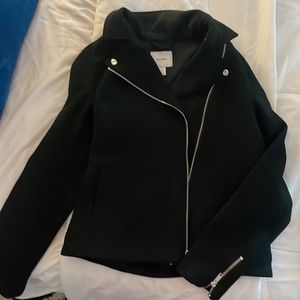 Suede feel moto jacket with silver detail